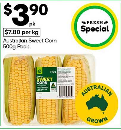 Australian Sweet Corn 500g Pack