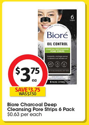 Biore Charcoal Deep Cleansing Pore Strips 6 Pack