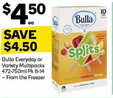 Bulla Everyday or Variety Multipacks