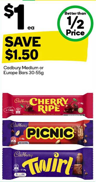 Cadbury Cherry Ripe, Picnic, Twirl