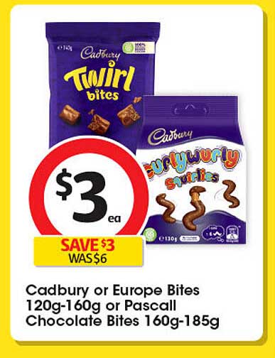 Cadbury or Europe Bites or Pascall Chocolate Bites