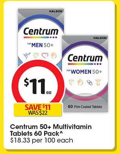 Centrum 50+ Multivitamin Tablets 60 Pack^