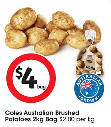 Coles Australian Brushed Potatoes 2kg Bag