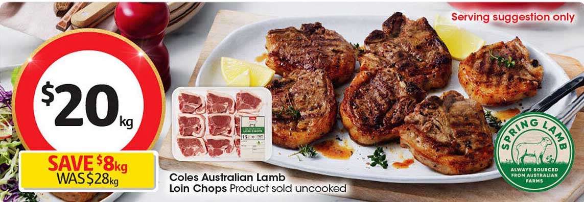 Coles Australian Lamb Loin Chops Product sold uncooked