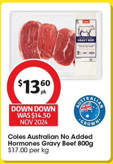 Coles Australian No Added Hormones Gravy Beef