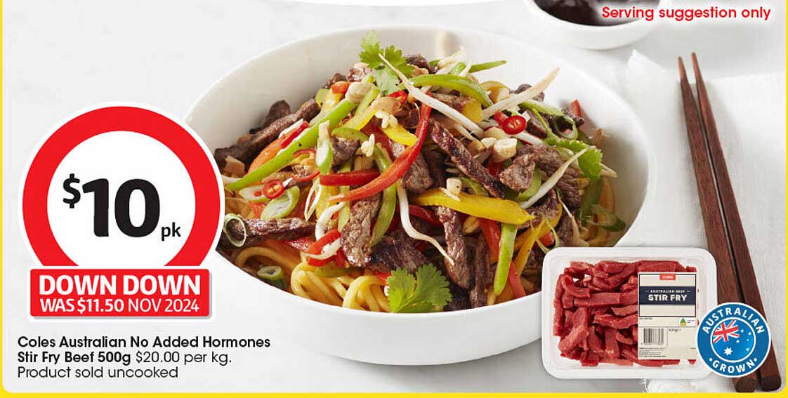 Coles Australian No Added Hormones Stir Fry Beef