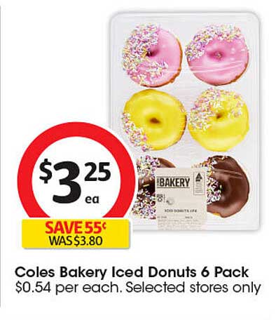 Coles Bakery Iced Donuts 6 Pack