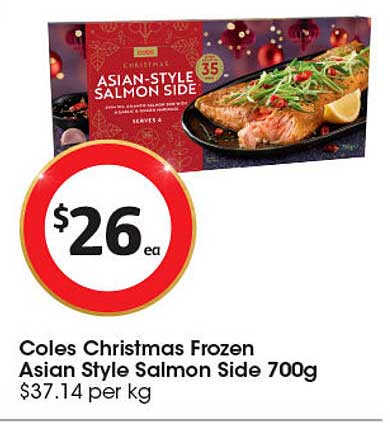 Coles Christmas Frozen Asian Style Salmon Side