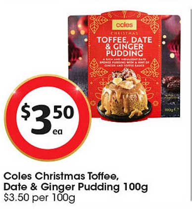 Coles Christmas Toffee, Date & Ginger Pudding