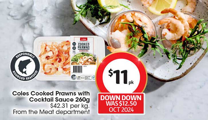 Coles Cooked Prawns with Cocktail Sauce