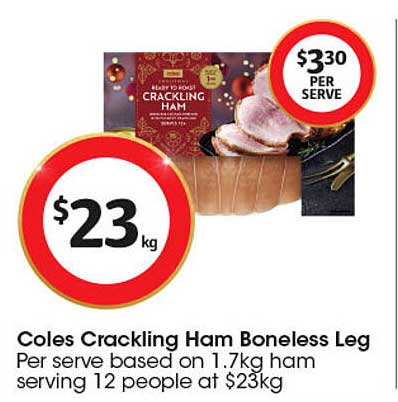 Coles Crackling Ham Boneless Leg