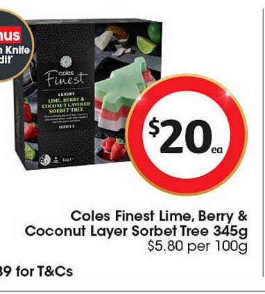 Coles Finest Lime, Berry & Coconut Layer Sorbet Tree