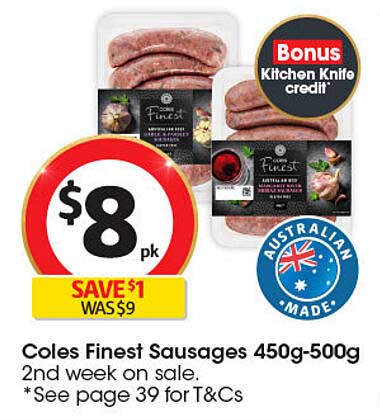 Coles Finest Sausages