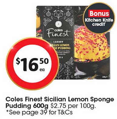 Coles Finest Sicilian Lemon Sponge Pudding