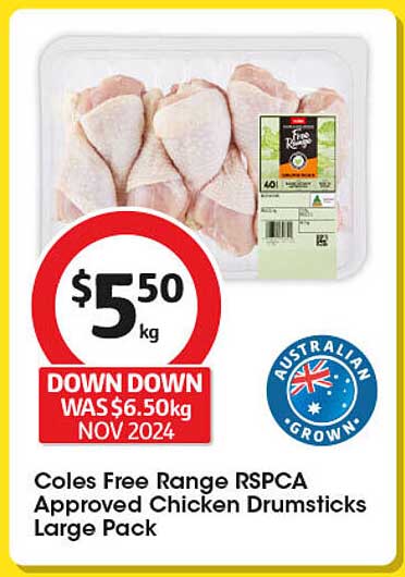 Coles Free Range RSPCA Approved Chicken Drumsticks Large Pack