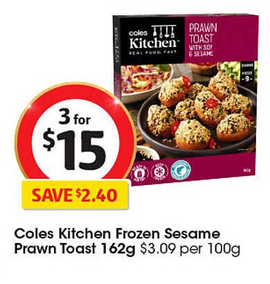 Coles Kitchen Frozen Sesame Prawn Toast