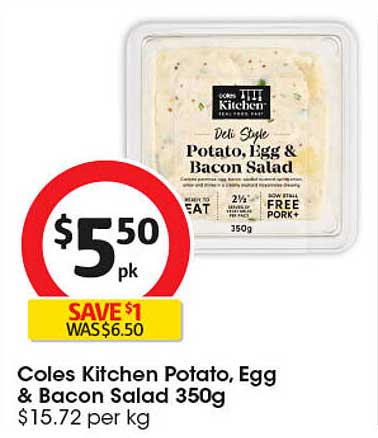 Coles Kitchen Potato, Egg & Bacon Salad 350g