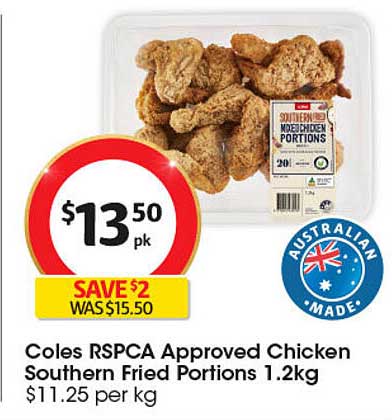 Coles RSPCA Approved Chicken Southern Fried Portions