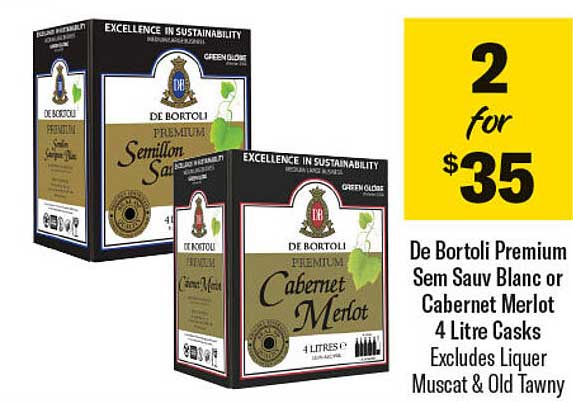 De Bortoli Premium Sem Sauv Blanc or Cabernet Merlot