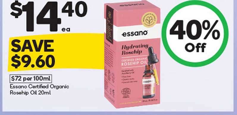 Essano Hydrating Roship Certified Organic Rosehip Oil