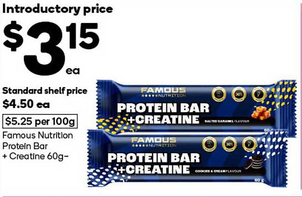 Famous Nutrition Protein Bar + Creatine