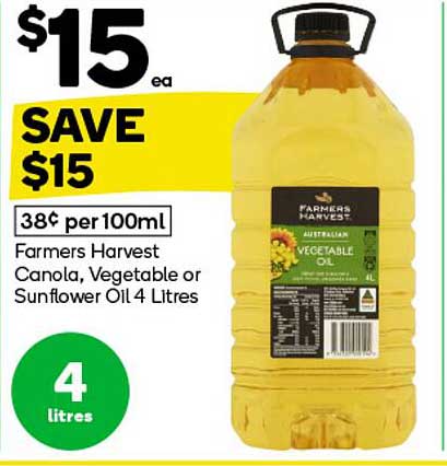 Farmers Harvest Canola, Vegetable or Sunflower Oil