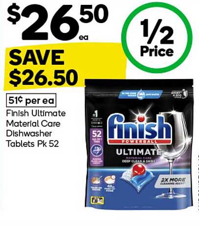 Finish Ultimate Material Care Dishwasher Tablets Pk 52