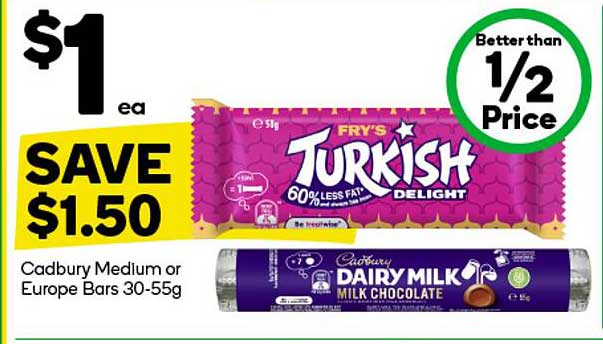 Fry's Turkish Delight or Cadbury Dairy Milk Milk Chocolate