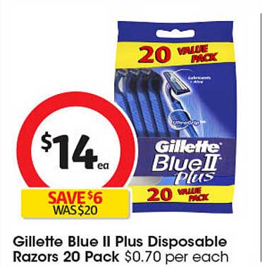 Gillette Blue II Plus Disposable Razors 20 Pack