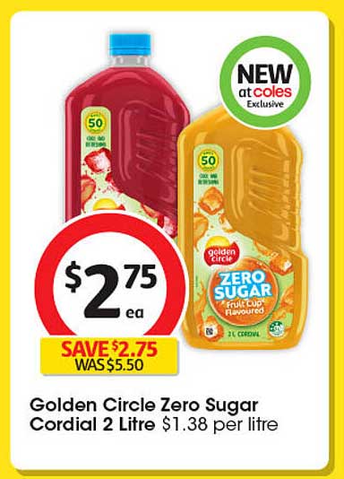 Golden Circle Zero Sugar Cordial 2 Litre