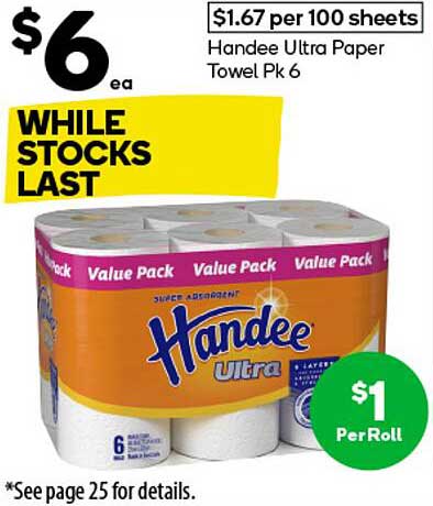 Handee Ultra Paper Towel Pk 6