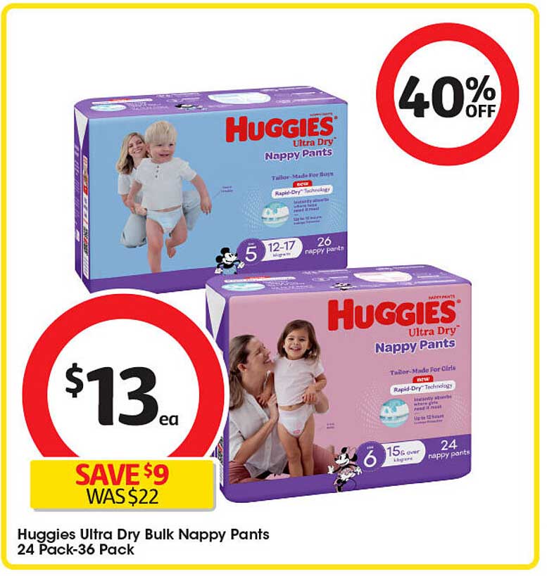 Huggies Ultra Dry Bulk Nappy Pants 24 Pack-36 Pack