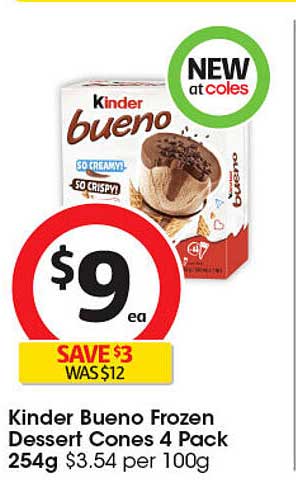 Kinder Bueno Frozen Dessert Cones 4 Pack