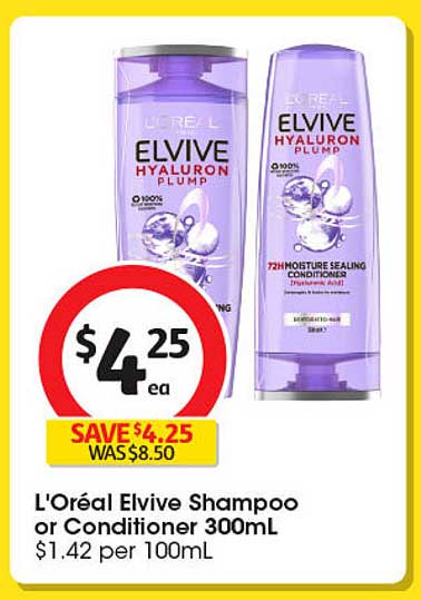 L'Oréal Elvive Shampoo or Conditioner 300mL