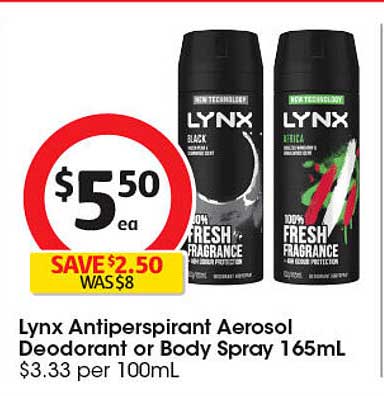 Lynx Antiperspirant Aerosol Deodorant or Body Spray