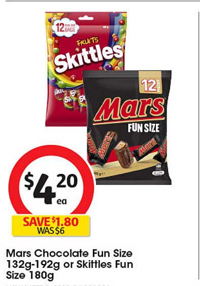 Mars Chocolate Fun Size or Skittles Fun Size