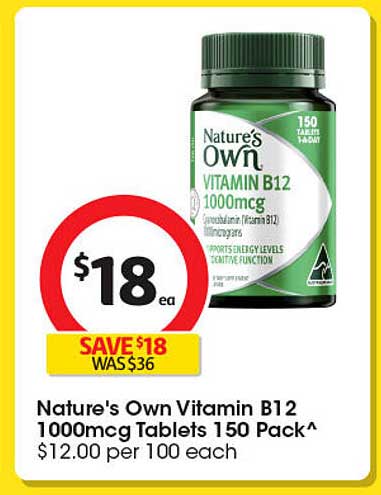 Nature's Own Vitamin B12 1000mcg Tablets 150 Pack^