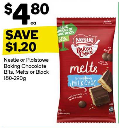 Nestle or Plaistowe Baking Chocolate Bits, Melts or Block