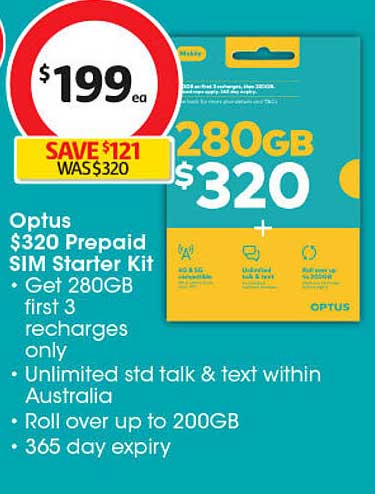 Optus $320 Prepaid SIM Starter Kit