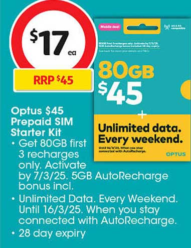 Optus $45 Prepaid SIM Starter Kit