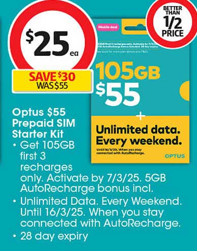 Optus $55 Prepaid SIM Starter Kit