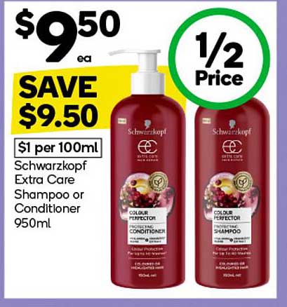 Schwarzkopf Extra Care Colour Perfector Shampoo or Conditioner