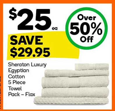 Sheraton Luxury Egyptian Cotton 5 Piece Towel Pack – Flax