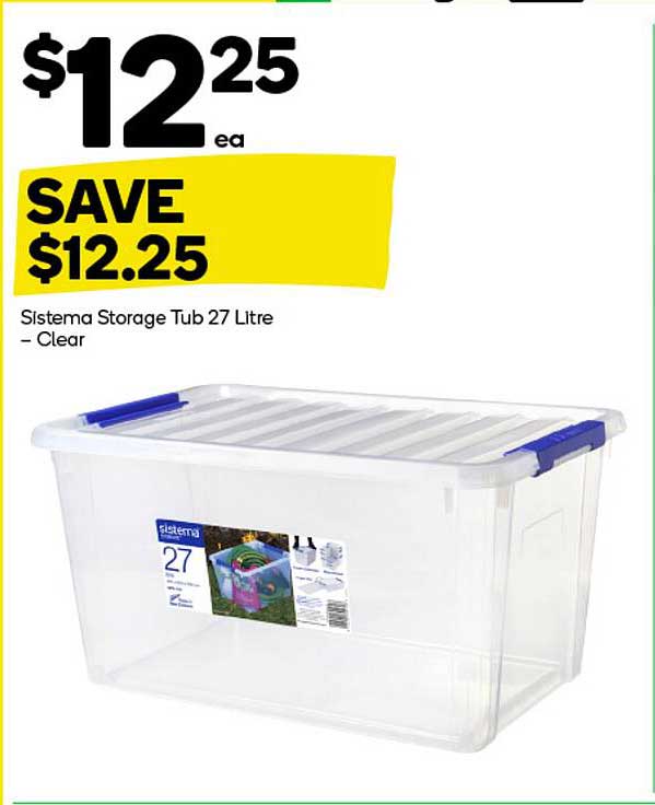 Sistema Storage Tub 27 Litre - Clear