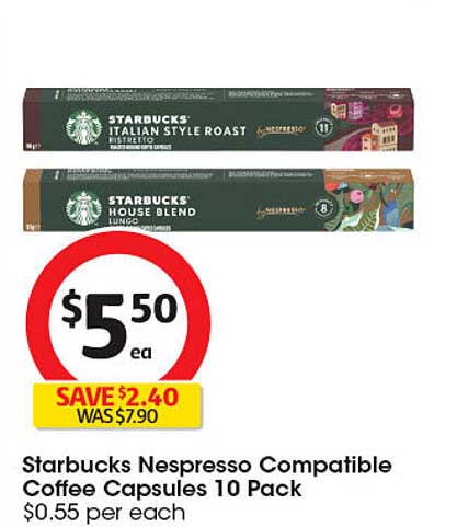 Starbucks Nespresso Compatible Coffee Capsules 10 Pack