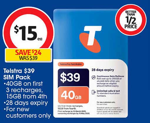 Telstra $39 SIM Pack