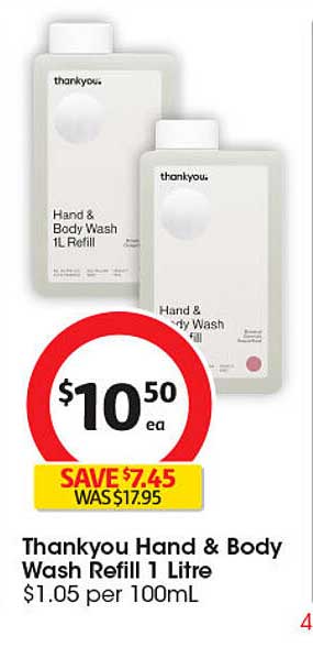 Thankyou Hand & Body Wash Refill 1 Litre