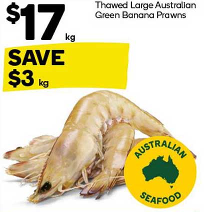 Thawed Large Australian Green Banana Prawns