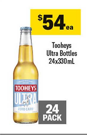 Tooheys Ultra Bottles 24x330 mL