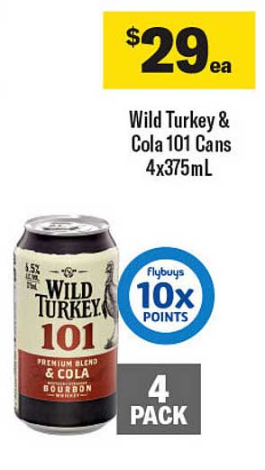 Wild Turkey & Cola 101 Cans 4 PACK